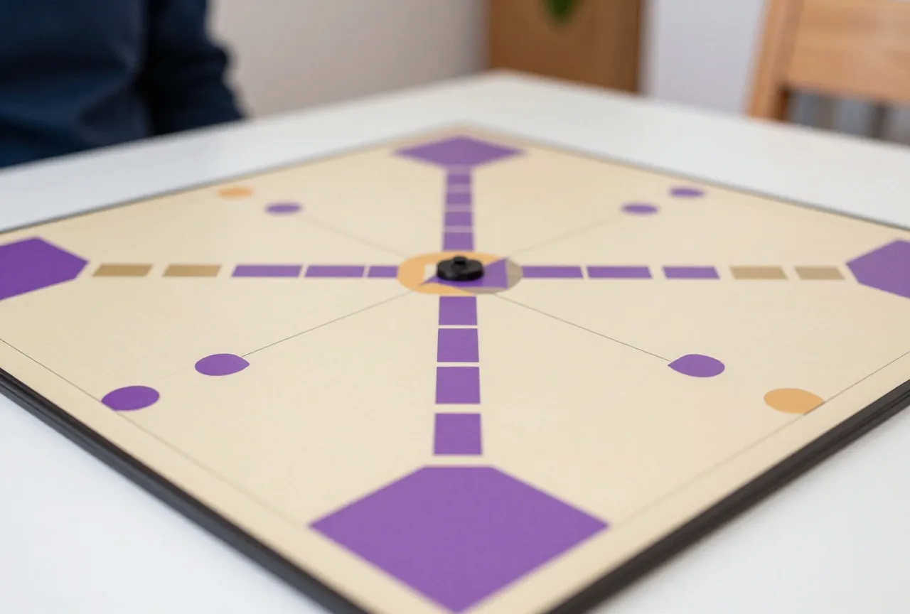 Nahaufnahme eines Spielbretts mit hellen und einigen farbig getönten Feldern